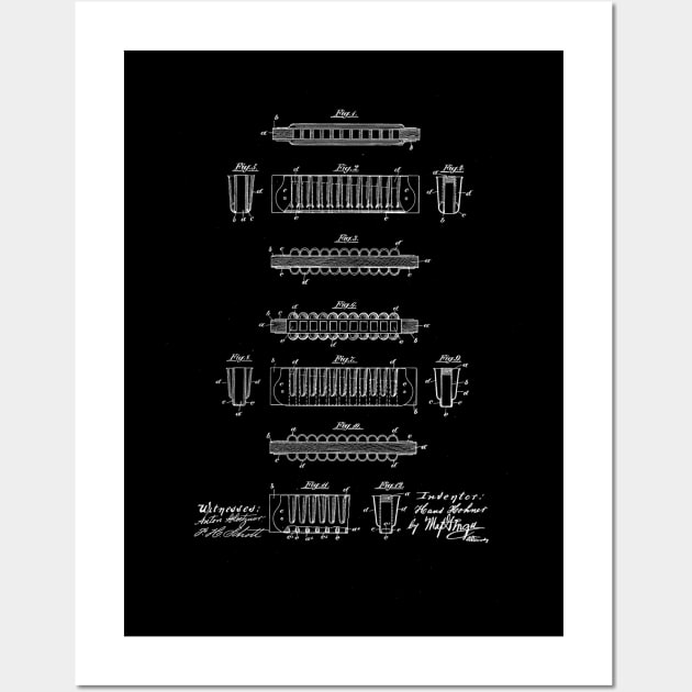 mouth harmonica Vintage Patent Drawing Wall Art by TheYoungDesigns